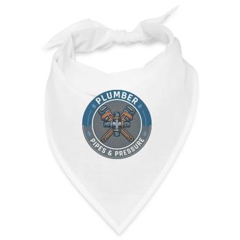 Klempnerrohre und Druckschlüssel Abzeichengeschenk - Bandana - Weiß - Vorne