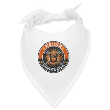 Schweißerfunken und Stahlhelm-Abzeichen-Geschenk - Bandana - Weiß - Vorne
