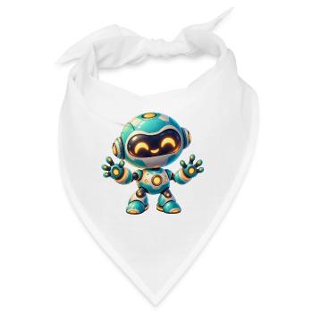 Fröhlicher Tech-Roboter Cartoon - Bandana - Weiß - Vorne