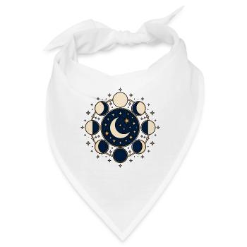 Mondphasen Kreis Sterne Astronomie Vektor Shirt - Bandana - Weiß - Vorne