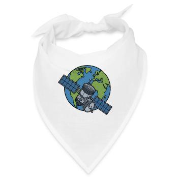 Satellit Orbit Erde Weltraum Sci-Fi Vektor Shirt - Bandana - Weiß - Vorne