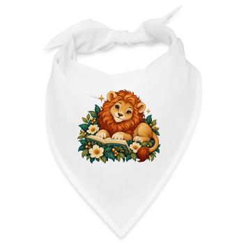 Löwenjunges Leser zwischen Blumen - Bandana - Weiß - Vorne