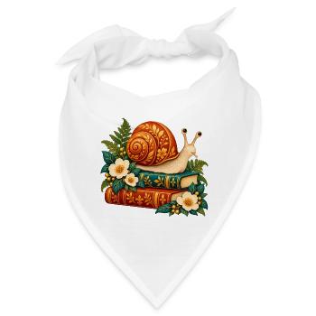 Goldene Schnecke auf verzierten Büchern - Bandana - Weiß - Vorne