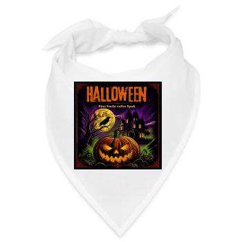 Halloween Comic Kürbisnacht Spukhaus Kürbis Rabe - Bandana - Weiß - Vorne