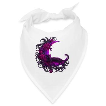 Mondrose Katze im violetten Mond - Bandana - Weiß - Vorne