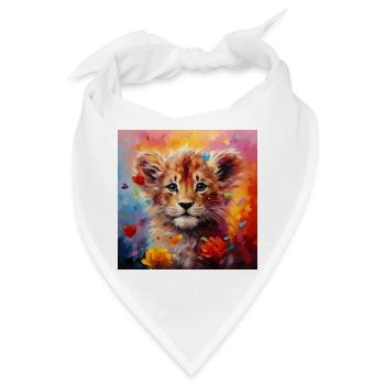 Löwenbaby – buntes Tiermotiv - Bandana - Weiß - Vorne