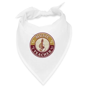 Vintage-Musiklehrer Treble Clef Gitarrenabzeichen oben - Bandana - Weiß - Vorne