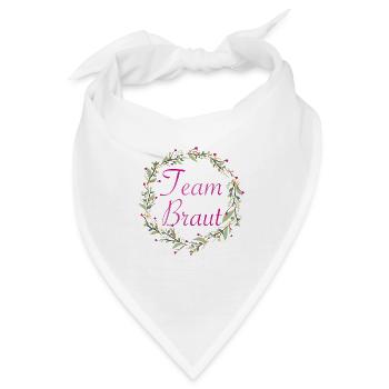 Team Braut mit Blumenkranz pinker Schriftzug - Bandana - Weiß - Vorne