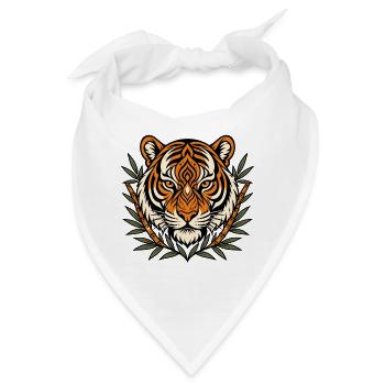 Tiger Kopf Bambus Muster Asien Raubkatze Shirt - Bandana - Weiß - Vorne