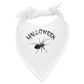 Halloween Spinne - Schriftzug im Grusel-Look - Bandana - Weiß - Vorne