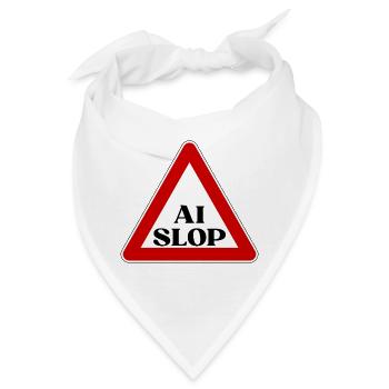 AI SLOP WARNSCHILD ACHTUNG KI MÜLL LUSTIGER SPRUCH - Bandana - Weiß - Vorne