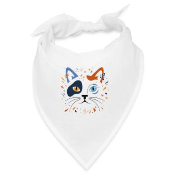 Katze Abstrakt Kunst Modern Katzenliebe T-Shirt - Bandana - Weiß - Vorne