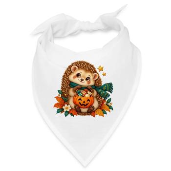 Igel-Herbst-Kürbis Halloween - Bandana - Weiß - Vorne