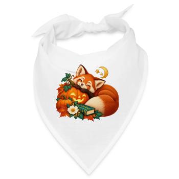 Glücklicher Fuchs zwischen Kürbissen und Sternen - Bandana - Weiß - Vorne