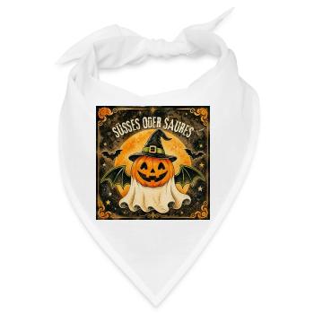 Süßes oder Saures Halloween-Kürbis - Bandana - Weiß - Vorne