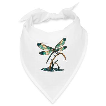 Libelle über stillem Wasser - Bandana - Weiß - Vorne
