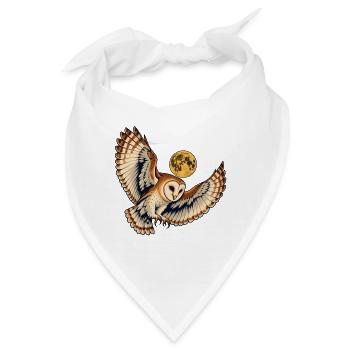 Schleiereule unter einem goldenen Mond - Bandana - Weiß - Vorne