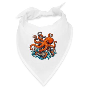 Oktopus, der einen verwitterten Anker hält - Bandana - Weiß - Vorne