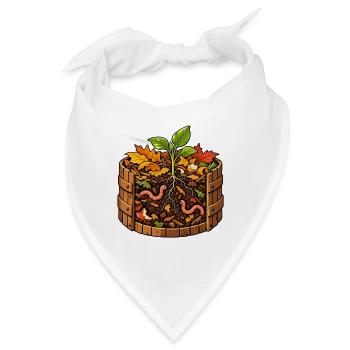 Kompostgarten mit freundlichen Würmern - Bandana - Weiß - Vorne