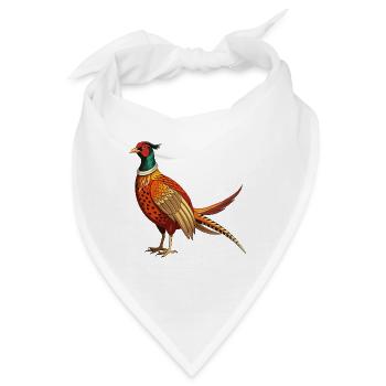 Stehender Fasan - Bandana - Weiß - Vorne