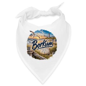Borkum Küstenzauber Strand Leuchtturm - Bandana - Weiß - Vorne
