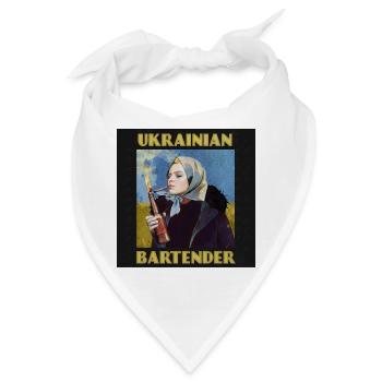 Porträt eines ukrainischen Barkeepers mit Molotowcocktail - Bandana - Weiß - Vorne