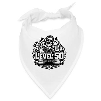 Level 50: 50. Geburtstag – Lustiges Gamer-Geschenk - Bandana - Weiß - Vorne
