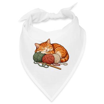 Häkeln und Katzen - Katze mit Wollknäueln - Bandana - Weiß - Vorne