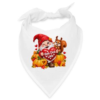 Herbstgnom Hab Dich Lieb - Bandana - Weiß - Vorne