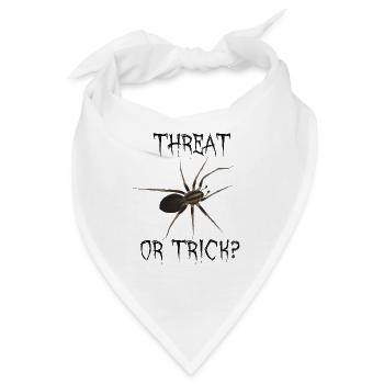 Threat or Trick - Spinne Halloween Wortspiel - Bandana - Weiß - Vorne