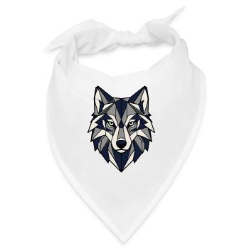Geometrischer Wolf Kopf Dreiecke Vektor Shirt - Bandana - Weiß - Vorne