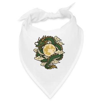 Drache Vollmond Wolken Asien Mythologie Shirt - Bandana - Weiß - Vorne