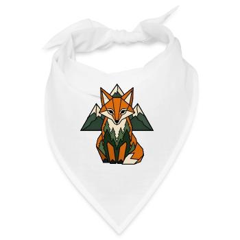 Fuchs Berge Tannen Geometrisch Natur Vektor Shirt - Bandana - Weiß - Vorne