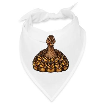 Weibliche Stockente und Küken - Bandana - Weiß - Vorne