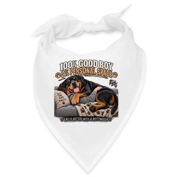 Rottweiler Cozy auf Sofa - Bandana - Weiß - Vorne