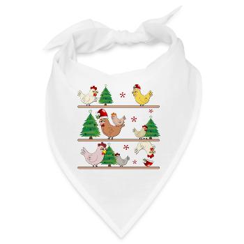 Weihnachten Hühnerstall Hühner - Bandana - Weiß - Vorne