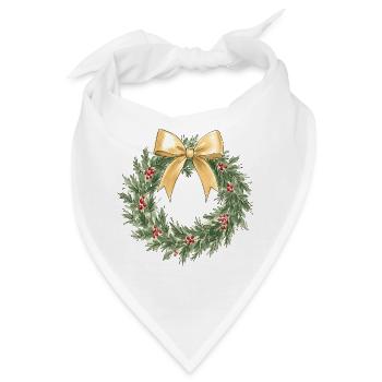 Eleganter goldener Weihnachtskranz mit Schleife - Bandana - Weiß - Vorne