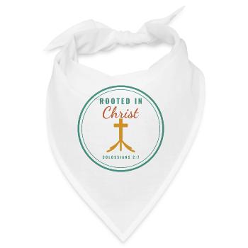 Rooted in Christ – Colossians 2:7 Christian - Bandana - Weiß - Vorne
