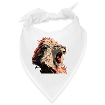Löwenporträt im Flammenlook - Bandana - Weiß - Vorne