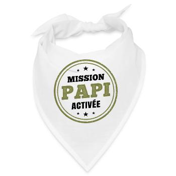 Opa Mission aktiviert | Humoristi Schwangerschaftsdurchsage - Bandana - Weiß - Vorne
