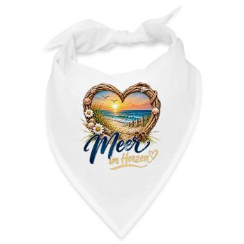 Meer im Herzen: Strandherz-Design - Bandana - Weiß - Vorne
