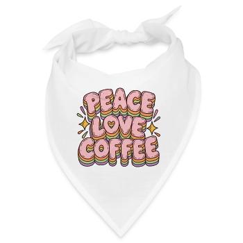 Peace Love Coffee in Pastell-Retro-Schrift - Bandana - Weiß - Vorne