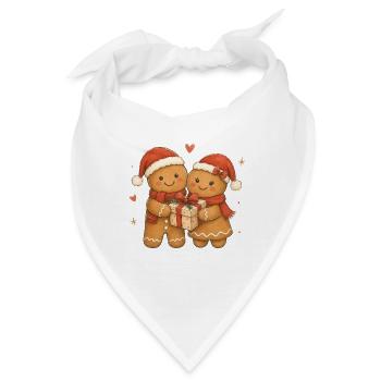Aquarell-Lebkuchen-Paar mit Geschenk - Bandana - Weiß - Vorne