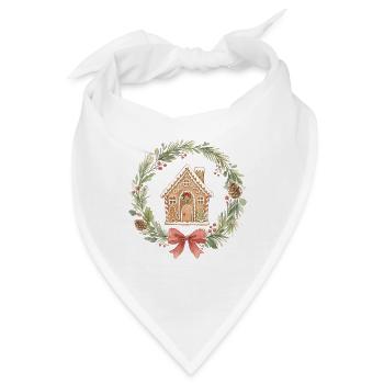 Lebkuchenhaus Weihnachtskranz - Bandana - Weiß - Vorne