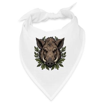 Wildschwein Keiler Eckzähne Wald Vektor Shirt - Bandana - Weiß - Vorne