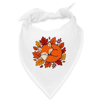 Schlafender Fuchs Herbstblätter Natur Vektor Shirt - Bandana - Weiß - Vorne