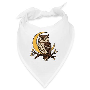 Eule Ast Sichelmond Nacht Wald Natur Vektor Shirt - Bandana - Weiß - Vorne