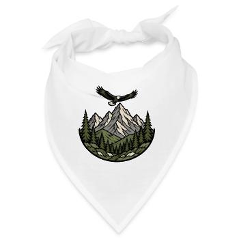 Berge Adler Wald Emblem Wandern Natur Vektor Shirt - Bandana - Weiß - Vorne