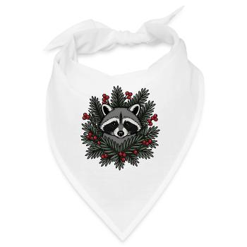Waschbär Tannenzweige Beeren Wald Vektor Shirt - Bandana - Weiß - Vorne