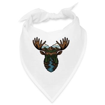 Elch Wald Fluss Landschaft Wildnis Vektor Shirt - Bandana - Weiß - Vorne